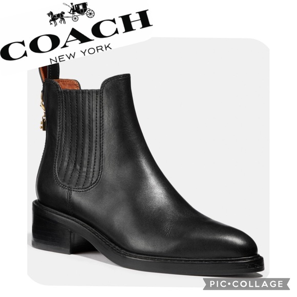 Coach Shoes - SALE💥💥 COACH Bowery Chelsea Block Heel Ankle Boots Genuine Leather Black